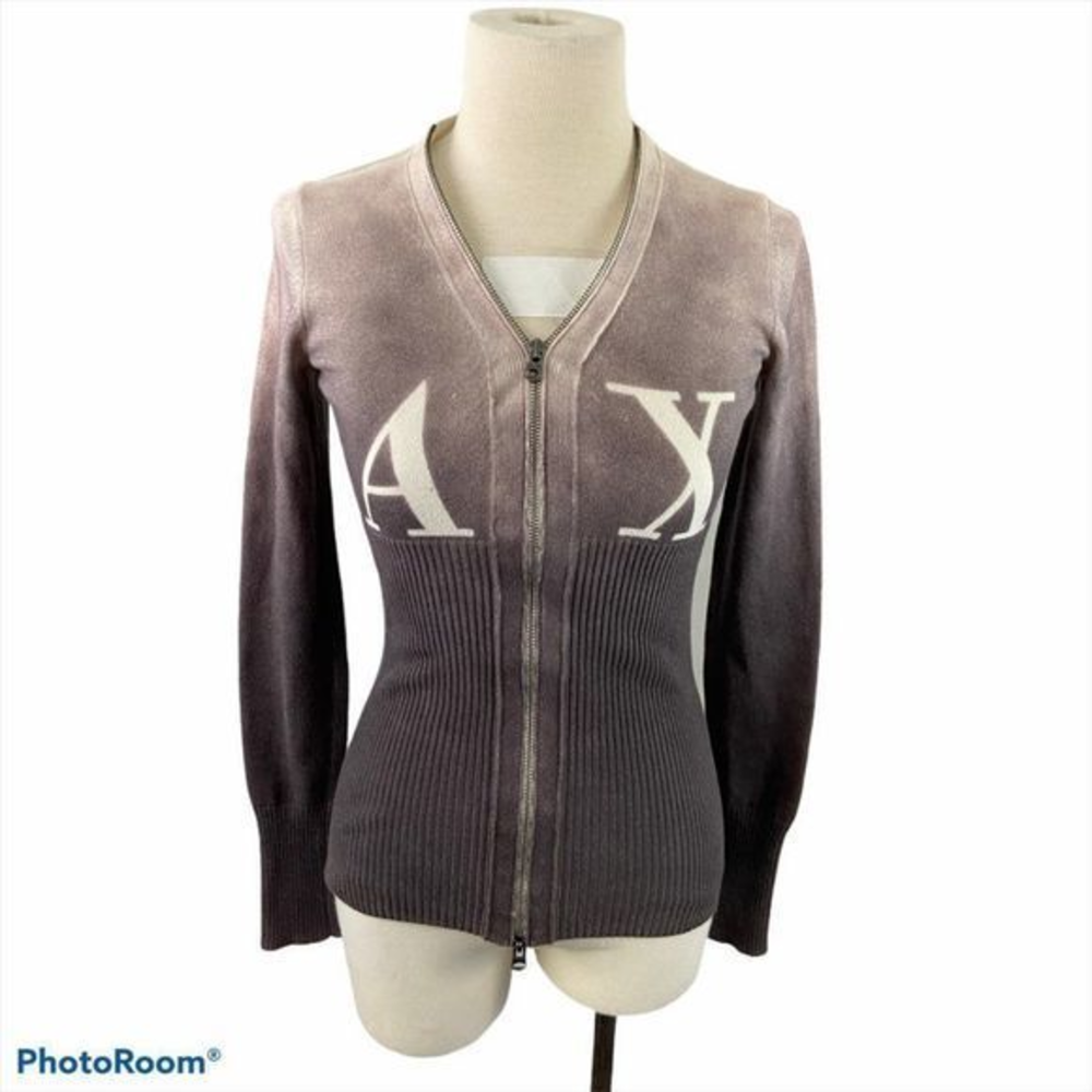 ARMANI EXCHANGE Purple‎ Fade Zip Up Sweater